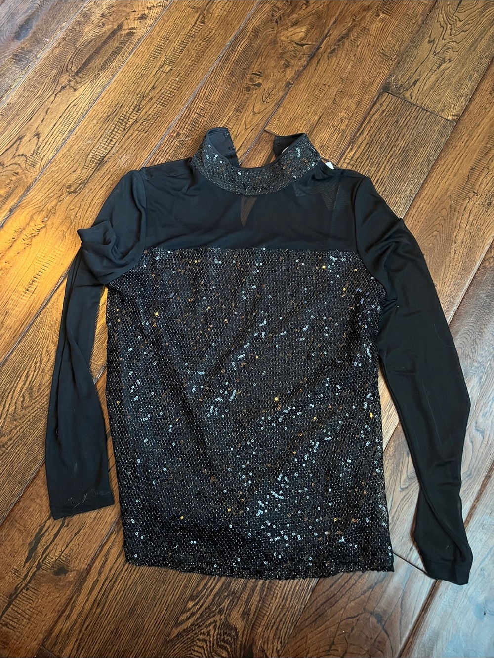 Catherine Malandrino Black Sequin Long-Sleeve Top